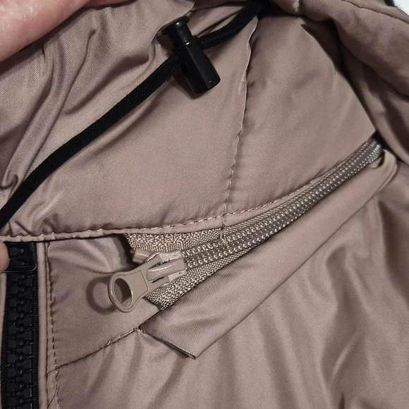 Steve Madden Faux-Fur-Lined Hooded Puffer Coat Tan With Black Size Large - Picture 7 of 12